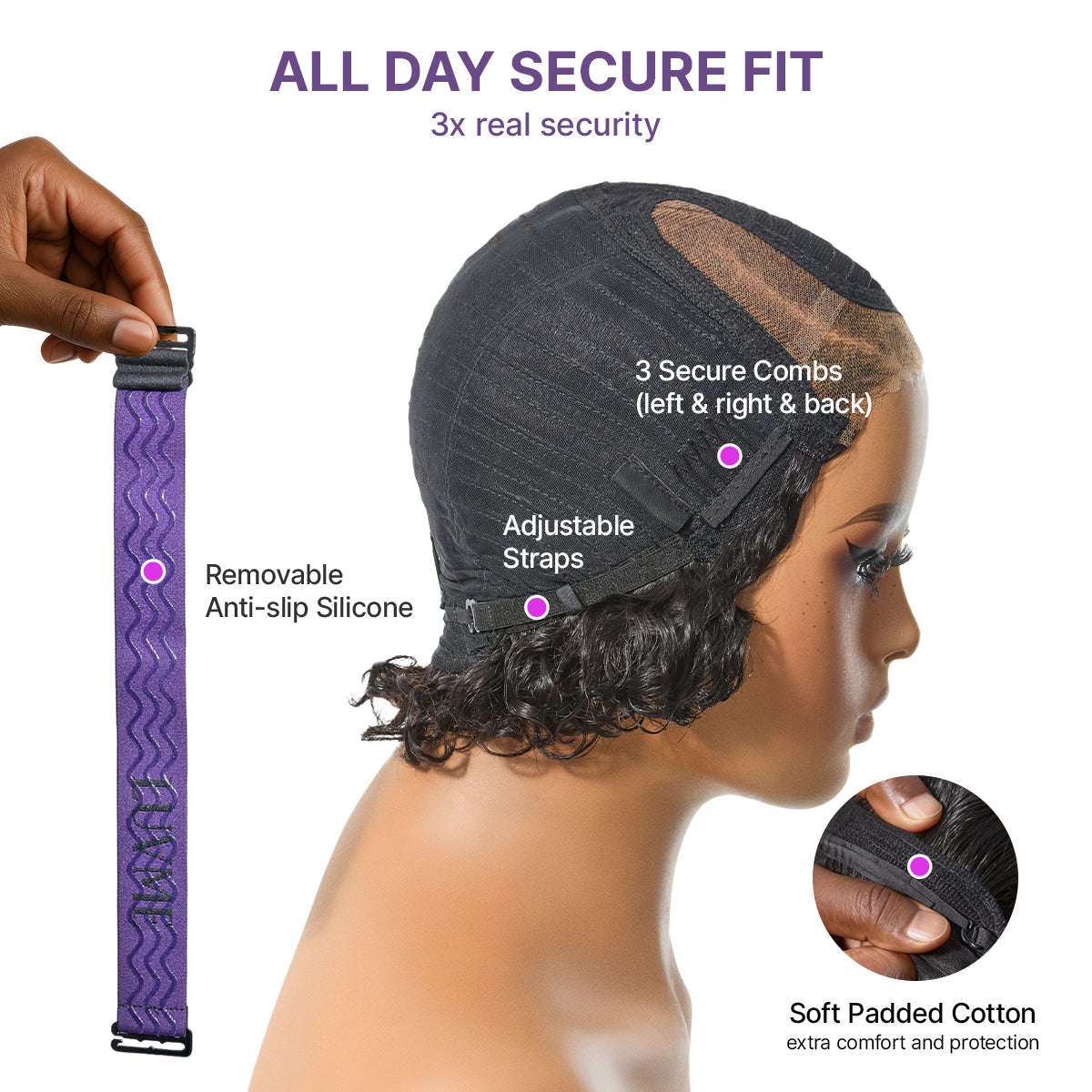 ✨ Glueless Water Wave Pixie Wig – HD Lace Short Curly Wig in Natural Black / Brown Highlight