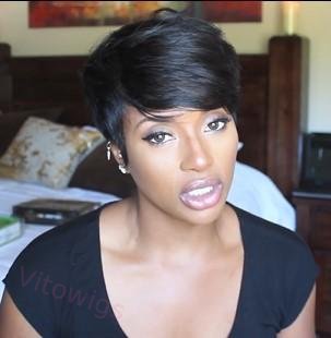 Short Wig Brown Mixed Gold Pixie Cut Wig