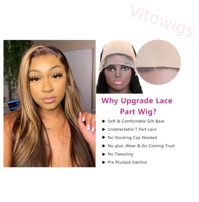 Hightlight Brown Mixed Blonde Long Wig Straight Wig