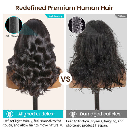 🔥Last Day: 50% Off🔥 Pre-Styled Body Wave Short Bob Wig Transparent Lace Wigs