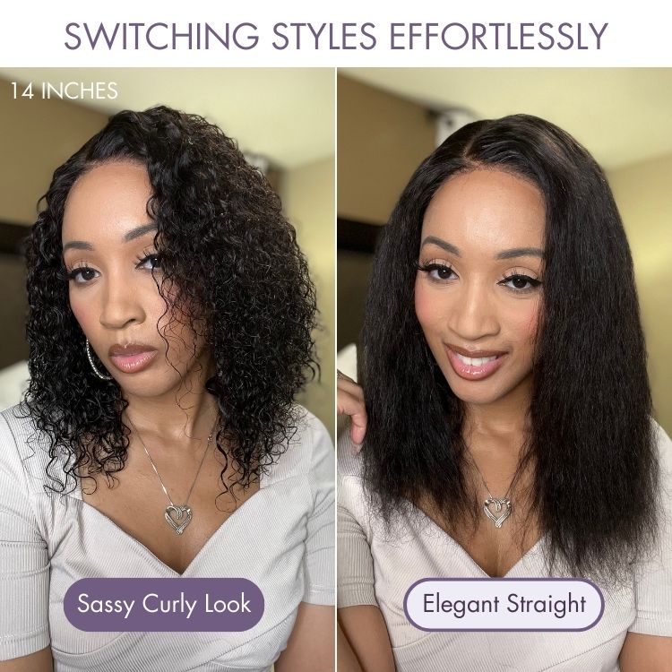 Water Wave Glueless Human Hair Wig – Pre-Cut 5x5 Lace Side Part