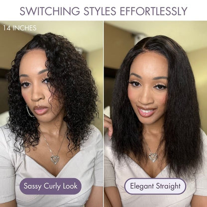 Water Wave Glueless Human Hair Wig – Pre-Cut 5x5 Lace Side Part