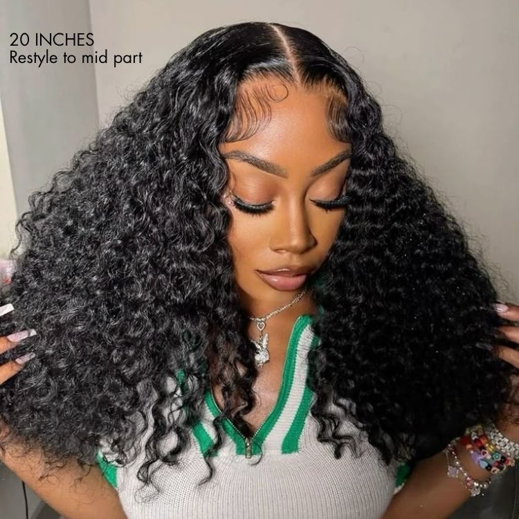 Water Wave Glueless Human Hair Wig – Pre-Cut 5x5 Lace Side Part