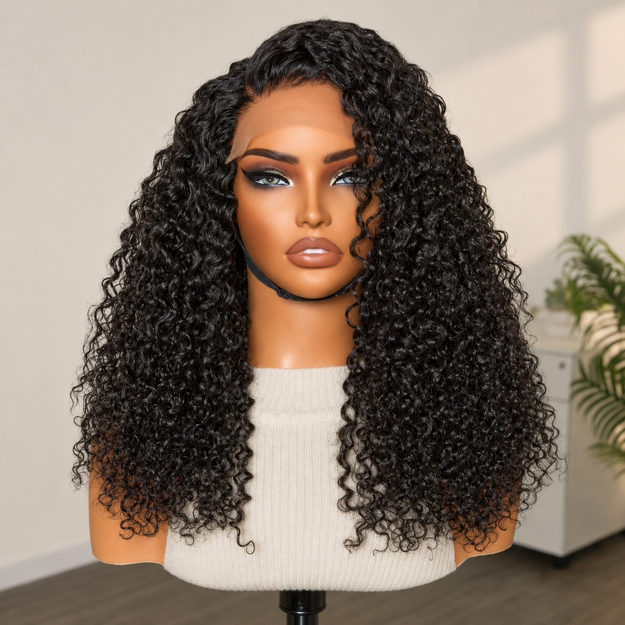 Water Wave Glueless Human Hair Wig – Pre-Cut 5x5 Lace Side Part