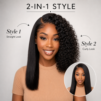 Water Wave Glueless Human Hair Wig – Pre-Cut 5x5 Lace Side Part