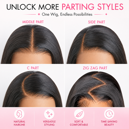 Water Wave Glueless Human Hair Wig – Pre-Cut 5x5 Lace Side Part