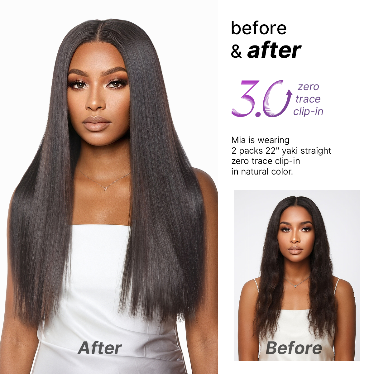 🔥Last Day: 50% Off🔥0.59mm Zero Trace Invisible Yaki Straight Clip-In Hair Extensions
