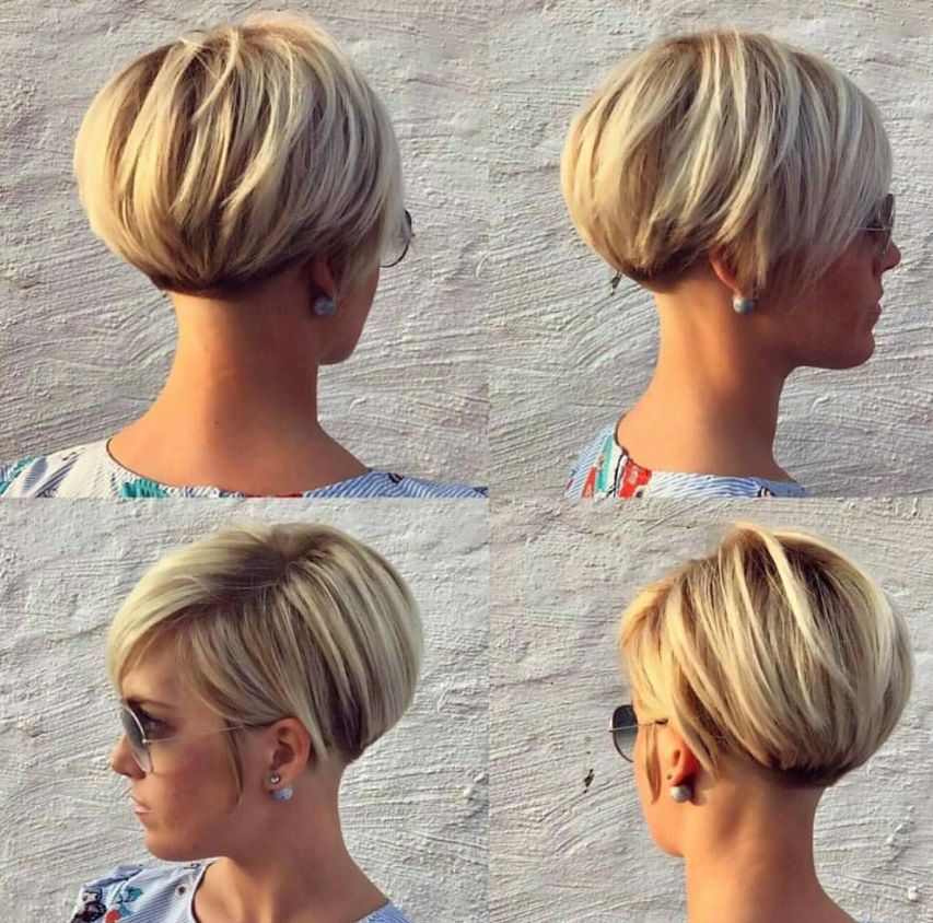 Blonde Mixied Gray Short Straight Pixe Cut Hair