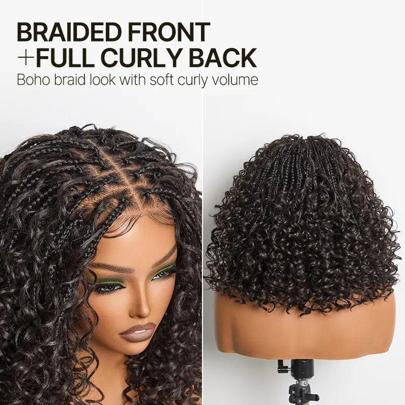 ✨ Glueless Boho Braids Water Wave Wig | Pre-Cut HD Lace