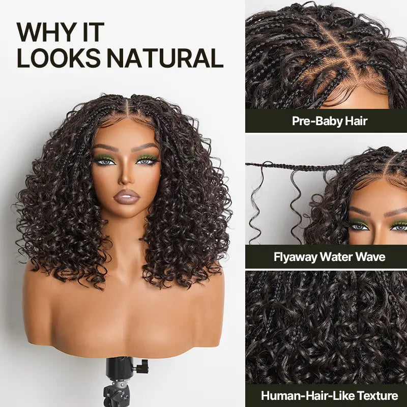 ✨ Glueless Boho Braids Water Wave Wig | Pre-Cut HD Lace