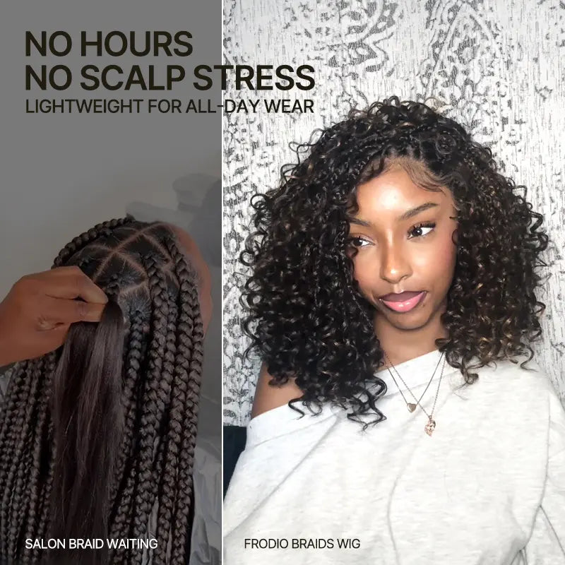 ✨ Glueless Boho Braids Water Wave Wig | Pre-Cut HD Lace