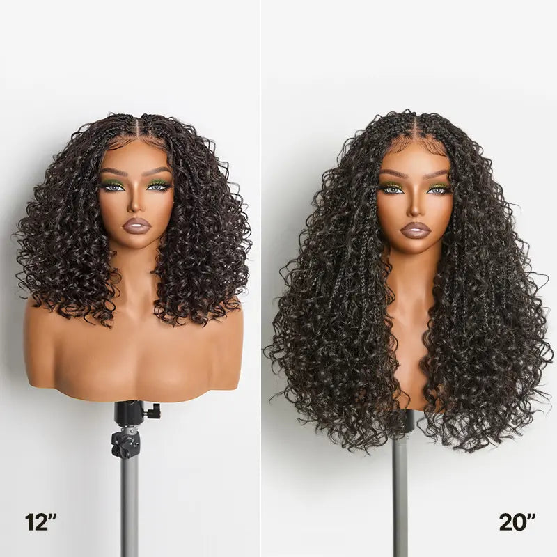 ✨ Glueless Boho Braids Water Wave Wig | Pre-Cut HD Lace