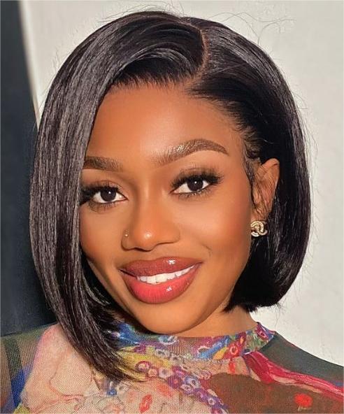 New Glueless Natural Short Bob Styles Silky Hair Straight Wig
