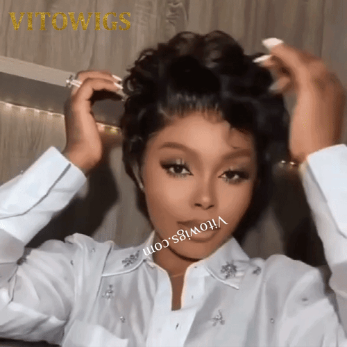 Glueless New Short Pixe Cut Wig Bob Curly Hair