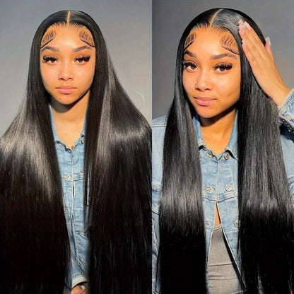 Glueless Black Long Natural Hairline Straight Wig