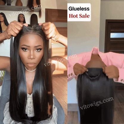 Glueless New Black Natural Hairline Long Hair Silky Straight Wig