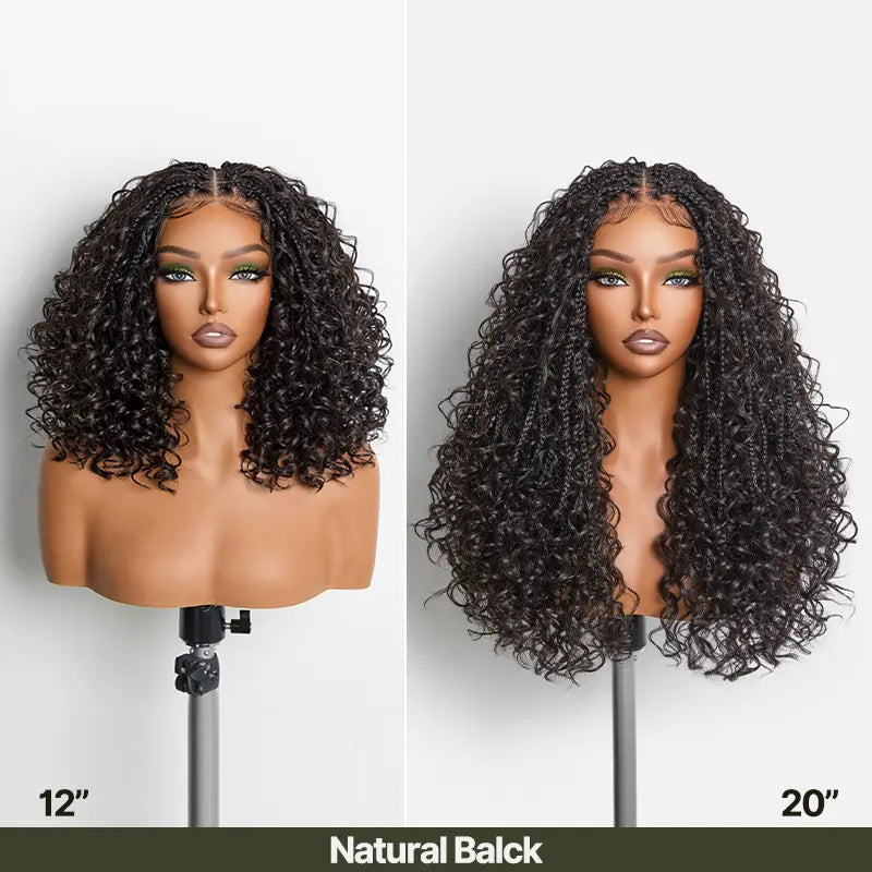 ✨ Glueless Boho Braids Water Wave Wig | Pre-Cut HD Lace