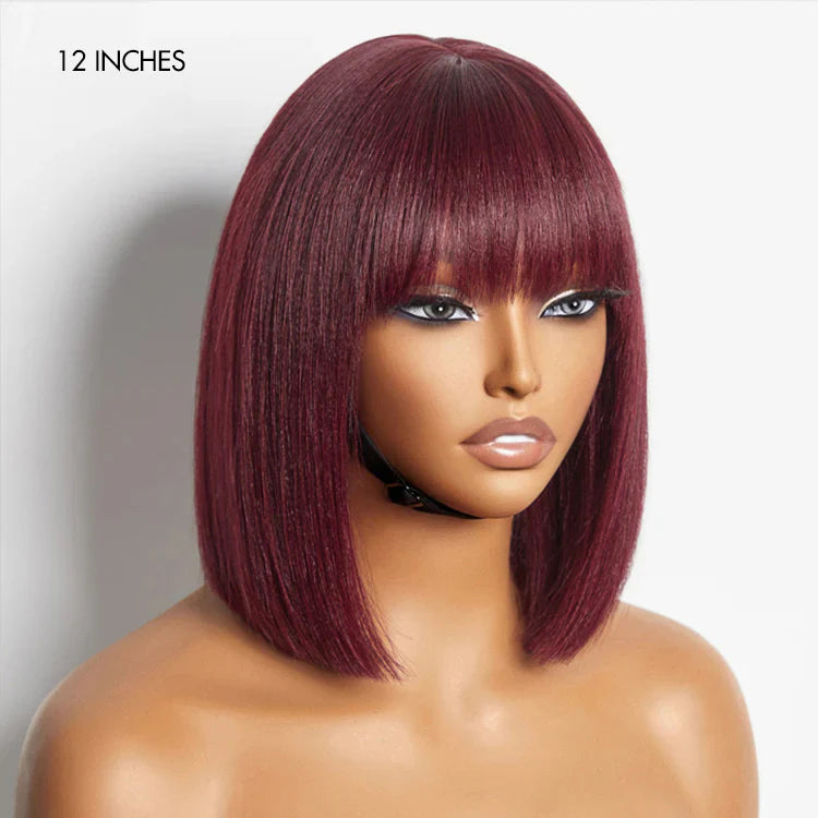 Glueless Brazilian Hightlight Brown Straight Hair BOB Wigs With Bangs