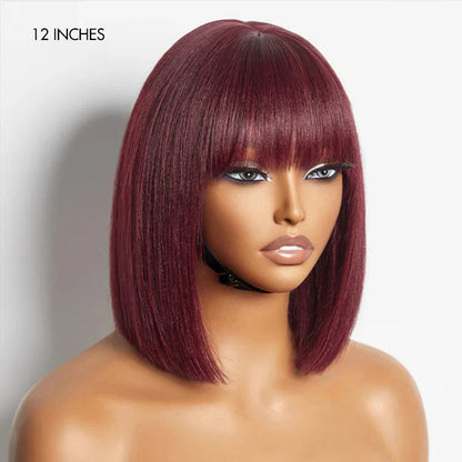 Glueless Brazilian Hightlight Brown Straight Hair BOB Wigs With Bangs