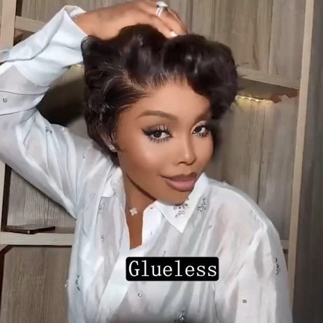 Glueless New Short Pixe Cut Wig Bob Curly Hair