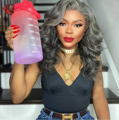 New Salt & Pepper Glueless Nature Beautiful Loose Wave Long Wig