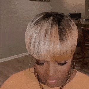 Glueless Black Gold Short Straight Pixe Cut Hair