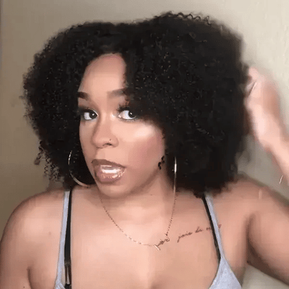 New Glueless Super Fluffy Afro Kinky Black Curly Wigs