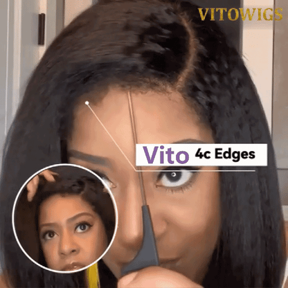 Kinky Straight 200% Density Glueless black Bob Wigs