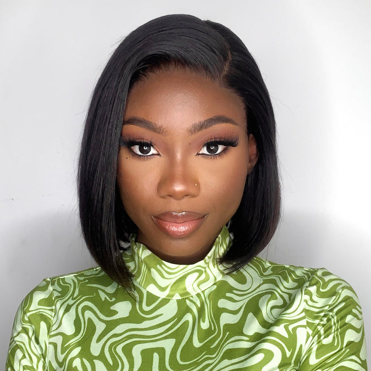 New Glueless Natural Short Bob Styles Silky Hair Straight Wig