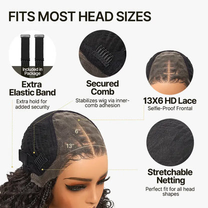 ✨ Glueless Boho Braids Water Wave Wig | Pre-Cut HD Lace