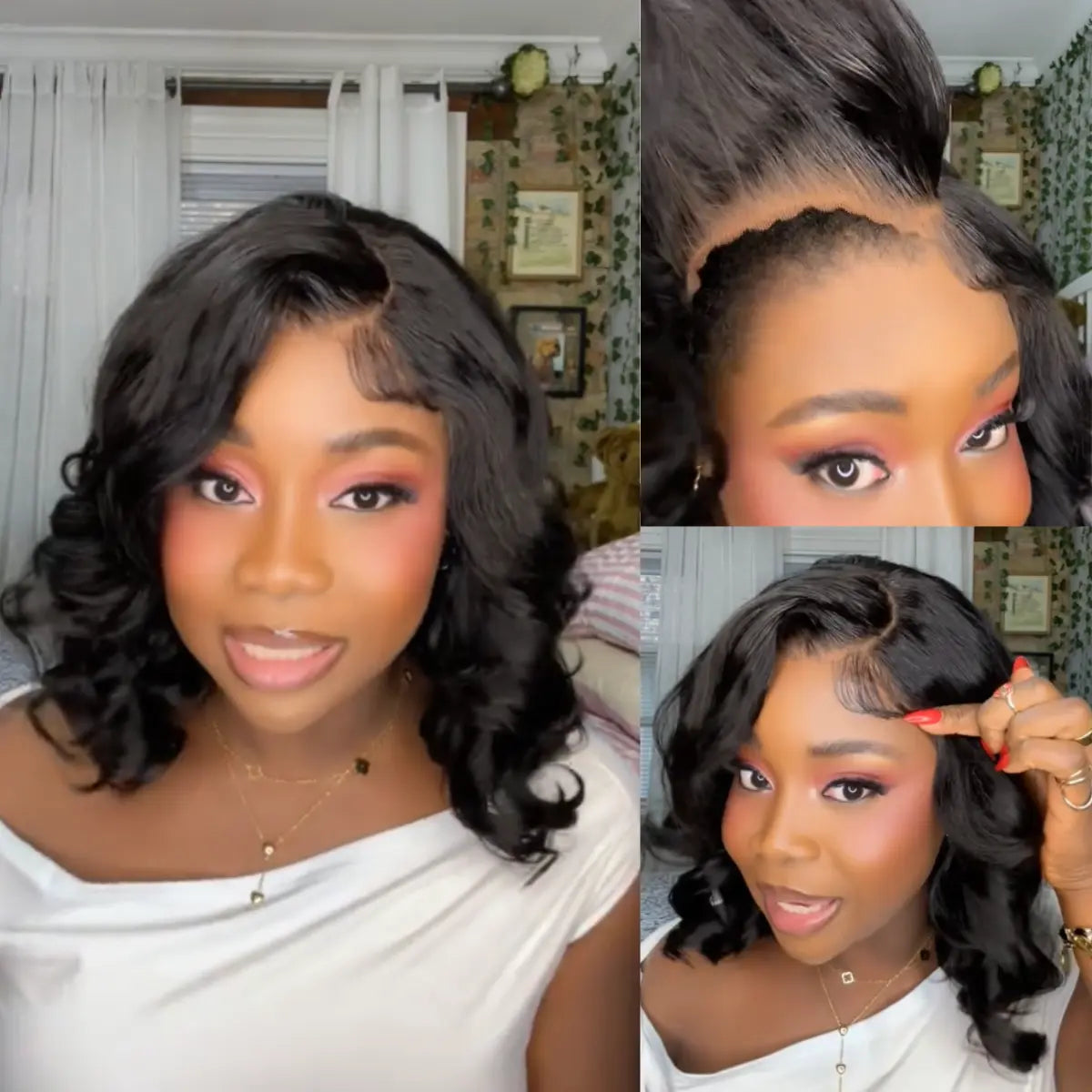 🔥Last Day: 50% Off🔥 Pre-Styled Body Wave Short Bob Wig Transparent Lace Wigs