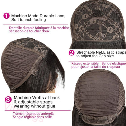 Black Bob Virgin Hair Short Straight Wigs