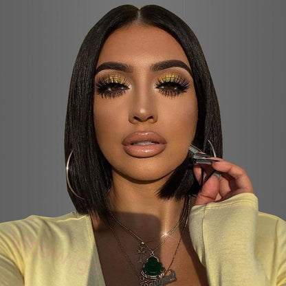 Black Brazilian Straight Hair BOB Wigs Lady Wig