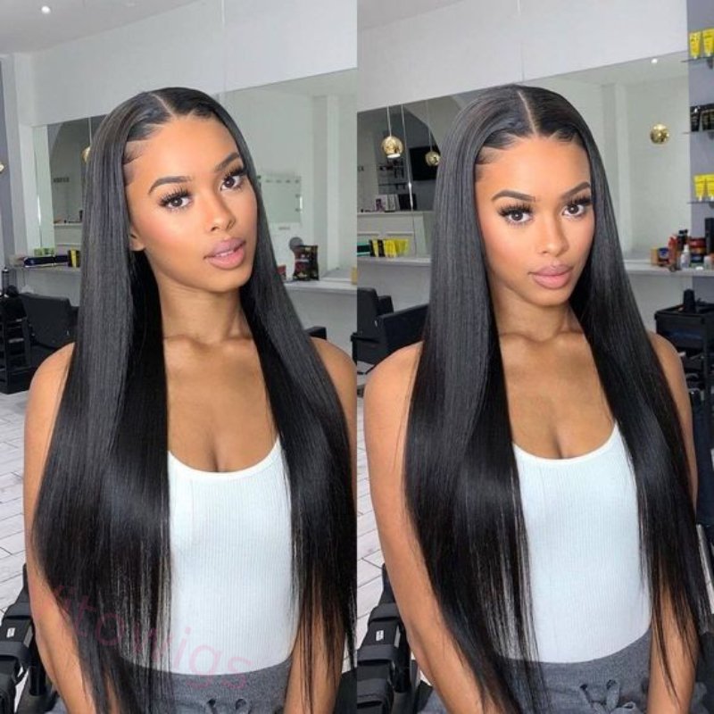 Glueless New Black Natural Hairline Long Hair Silky Straight Wig