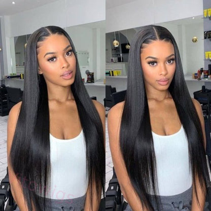 Glueless New Black Natural Hairline Long Hair Silky Straight Wig