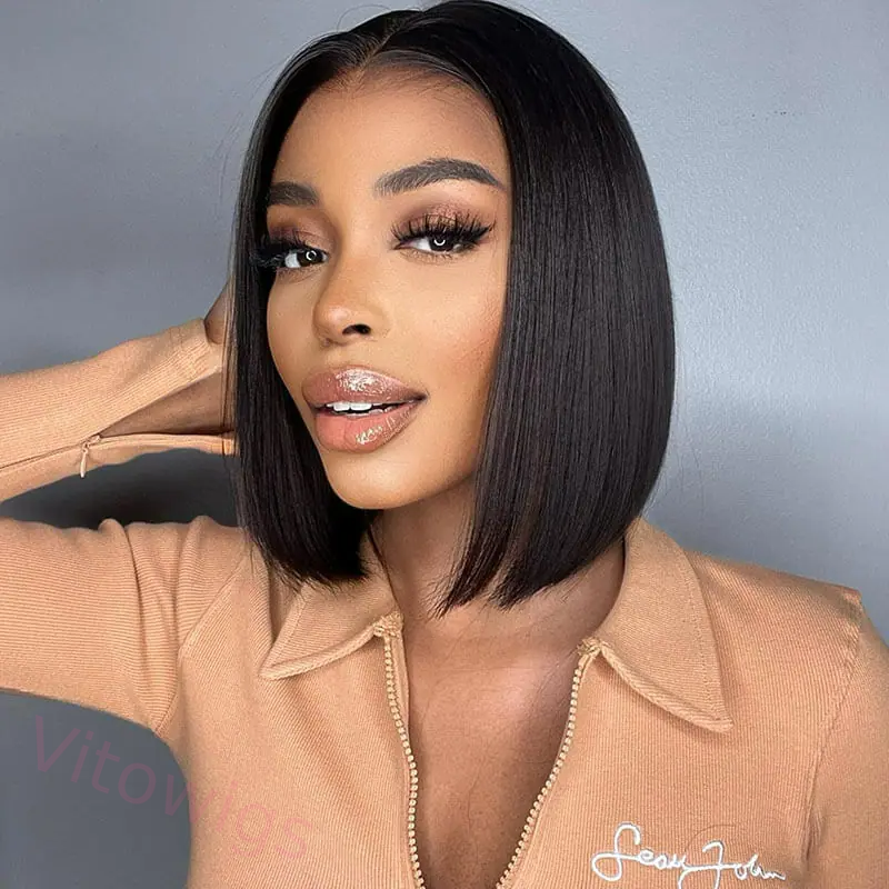 Glueless Natural Short Bob Styles Silky Hair Straight Wig