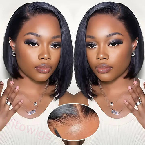 Brazilian Black Straight Hair Short BOB Wigs Lady Wig