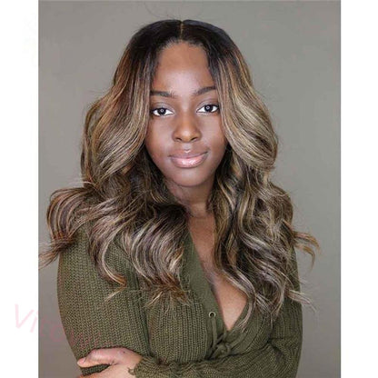 Black Mixed Brown Brazilian Water Wave Wig