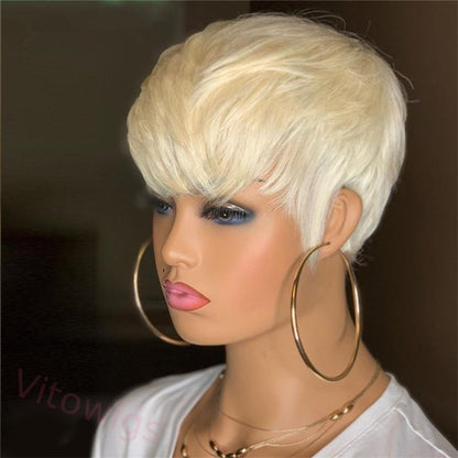 Blonde Short Wig Bob Straight Hair