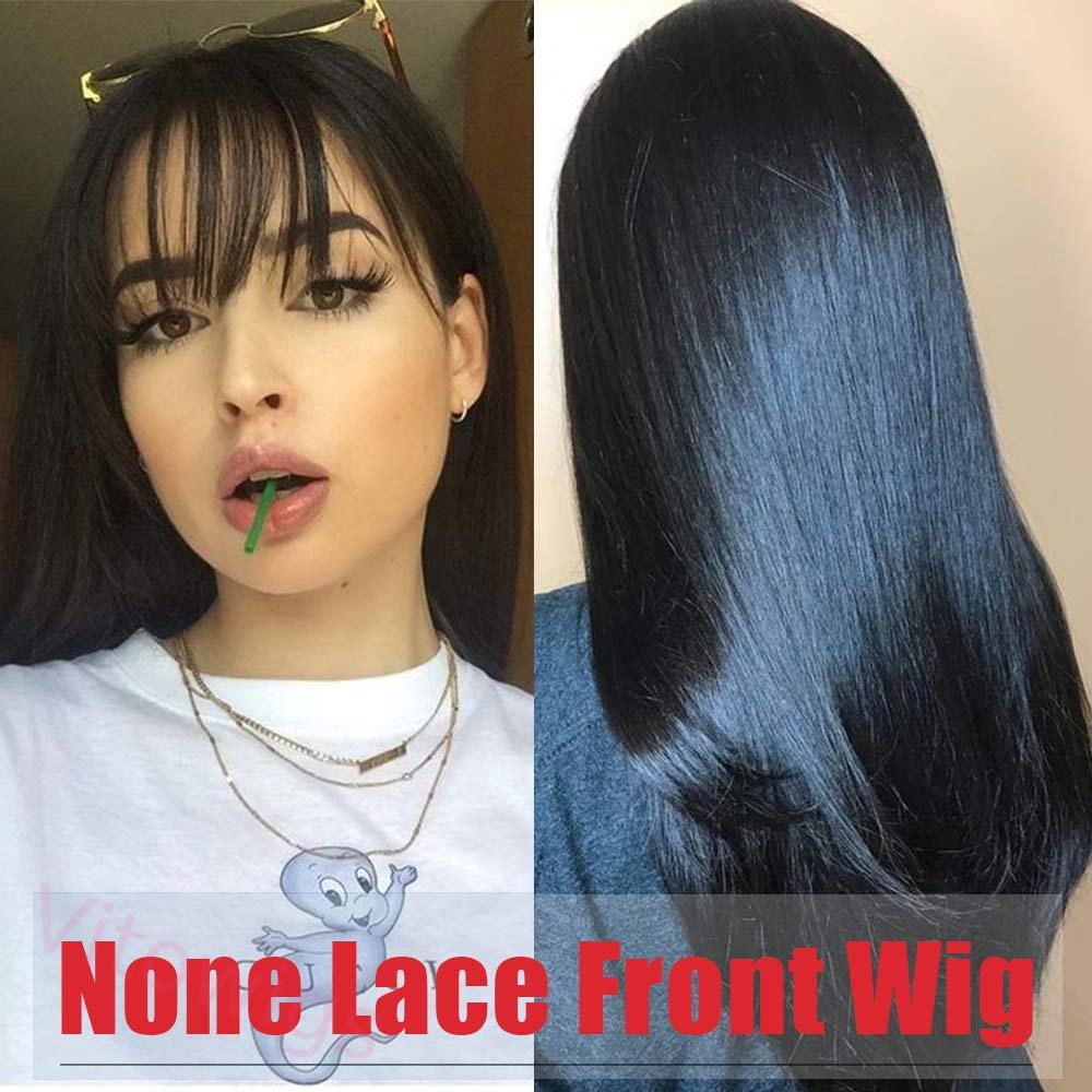 Long Hair Straight Wigs with Bangs for Black Women 150% Density