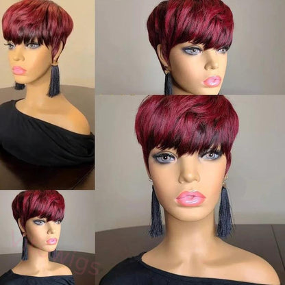 Wine Red Short Wig 4Inch Bob Straight Hair