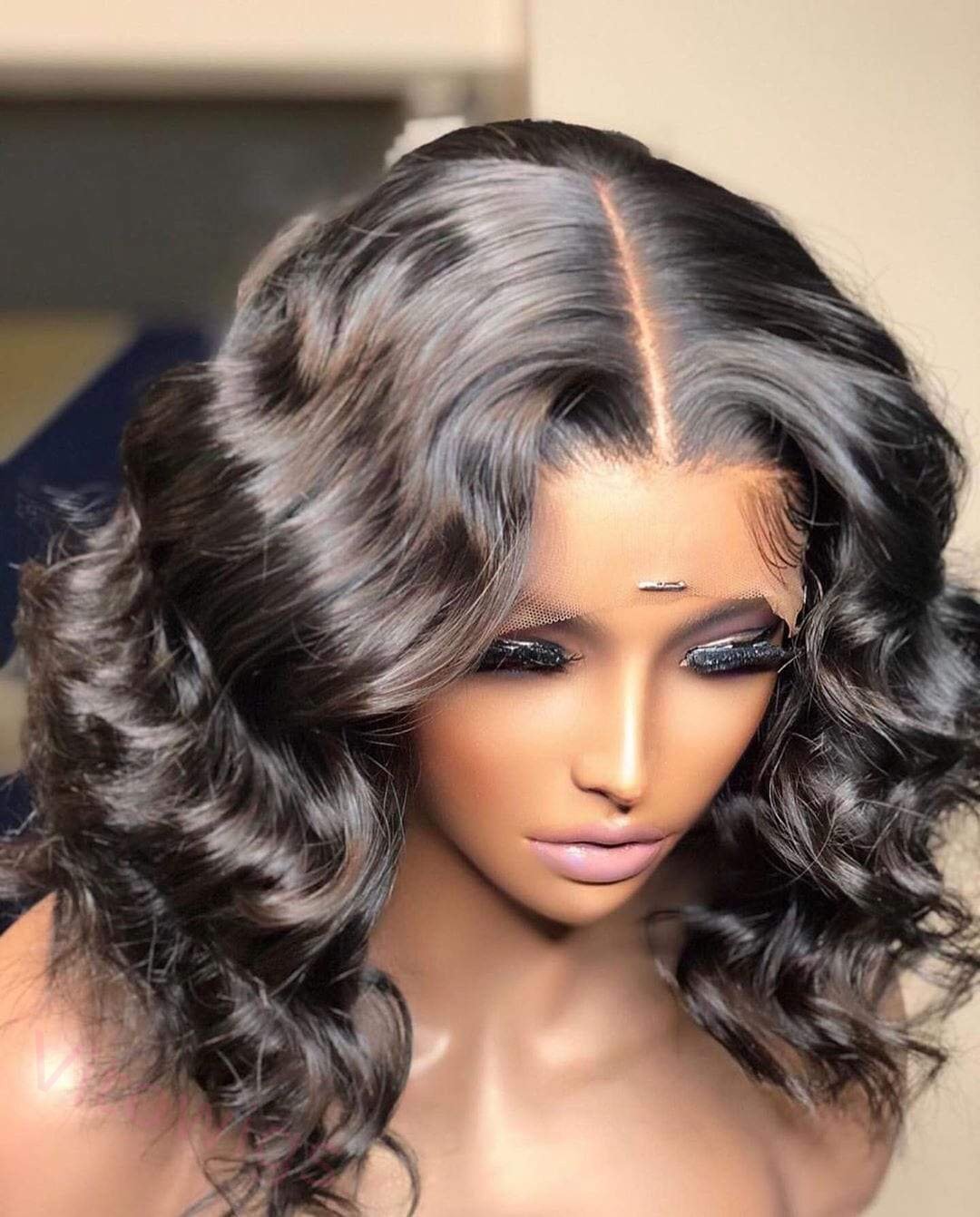 Short Bob Deep Wave Black Wig For Women