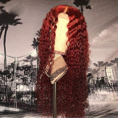 Preferred Wine Red Long Hair Curly Wigs