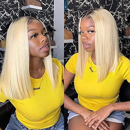 Ombre Blonde Centre Parting Short Bob Hair Staight Wigs