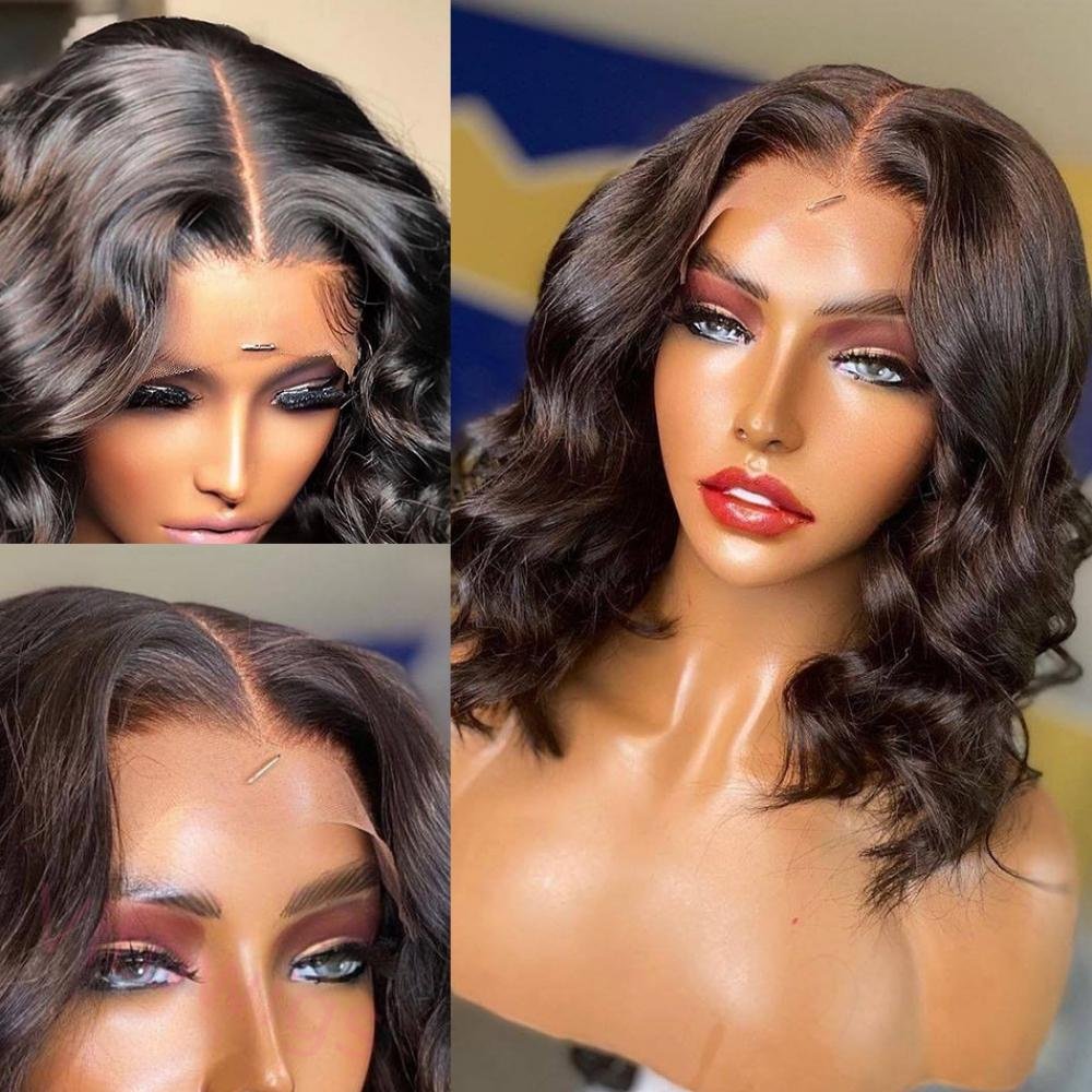 Women Soft Body Wave Wig Black Medium Hair