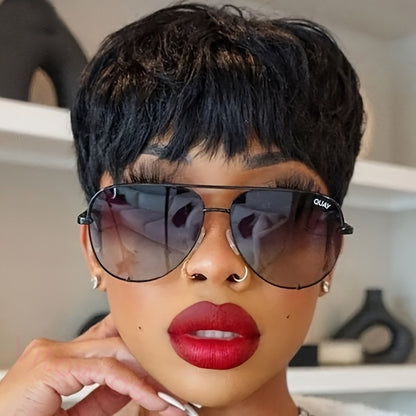 Glueless Black Gold Short Straight Bob Pixe Cut Hair