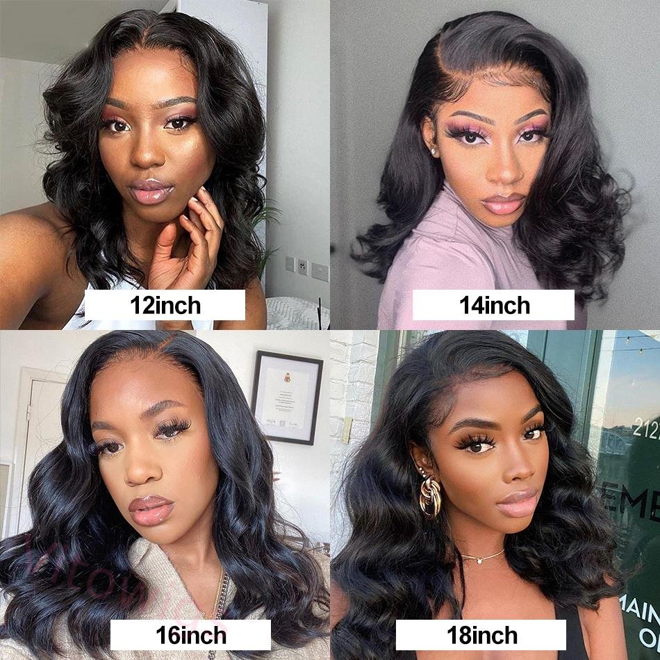 Women Soft Body Wave Wig Black Medium Hair