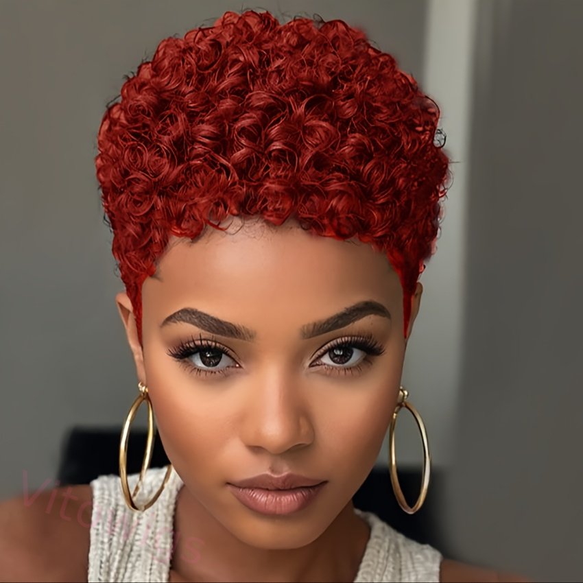 Short Brown Curly Wig Women Elegant Rose