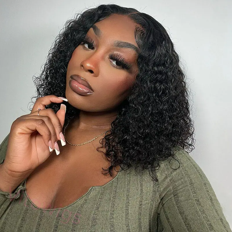 Hot Sale Glueless Brazilian Natural Black Curly Bob Wig