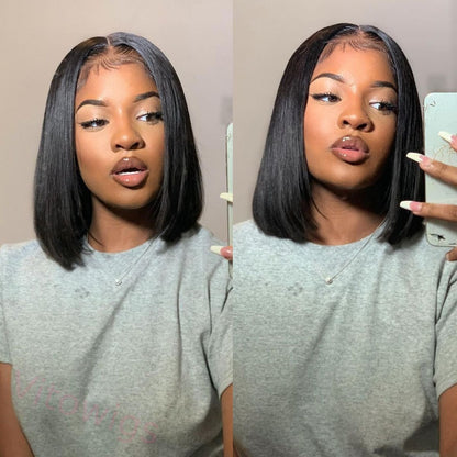 Glueless Natural Short Bob Styles Silky Hair Straight Wig